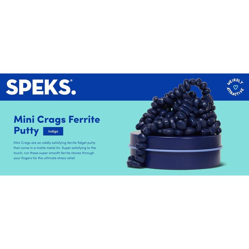 Speks Crags Ferrite Putty, 150+ Ferrite Stones in a Tin, Fidget Toy for Adults & Teens 14+, Desk Toy for Office, Christmas Gift, Holiday Stocking Stuffer, Stress Relief Present | Matte Indigo, Small