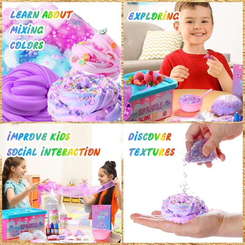 Christmas Slime Kit Confetti Slime, Glimmer Crunchy Slime, Foam Slime, Jelly Cubes Slime, Stress Relief Toys, Party Favors for Kids, for Girl Boys 6 7 8 9 10 11 12