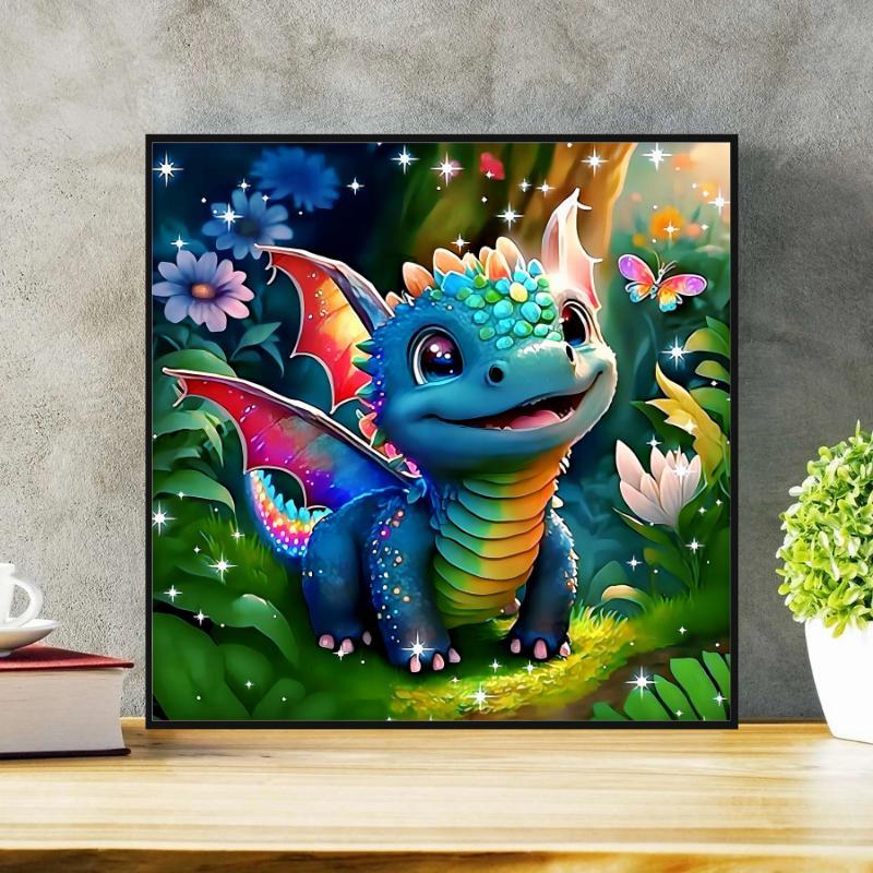 Cartoon Dinosaur Pattern DIY Diamond Painting Without Frame (1 Count), DIY Decorative Art Picture For Beginner, DIY Home Decor