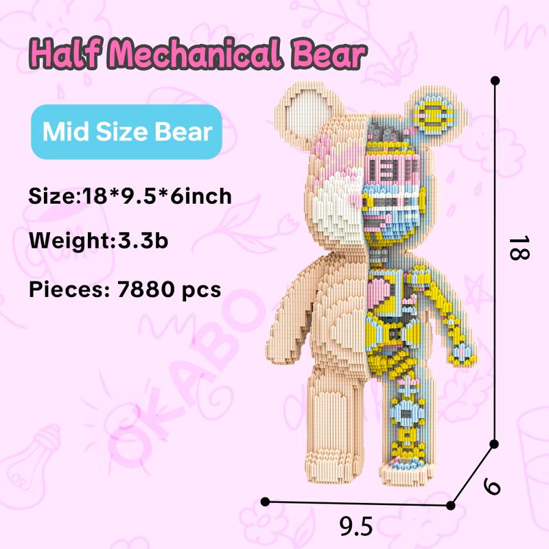 Medium mecha bear-Multi color compressed link small building block series