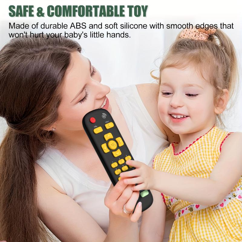 Infant and Toddler Musical TV Remote Control Toy - Educational Play Device for Baby Learning - Bilingual English Spanish French Buttons - Safe ABS and Silicone - Interactive Learning Toy for Ages 0-3 Years