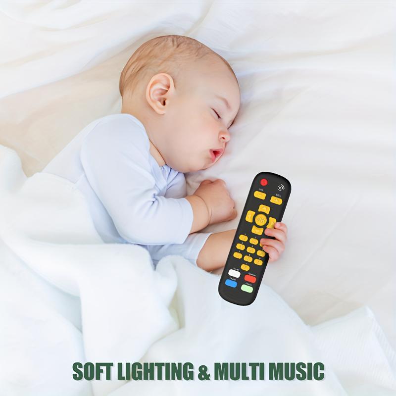 Infant and Toddler Musical TV Remote Control Toy - Educational Play Device for Baby Learning - Bilingual English Spanish French Buttons - Safe ABS and Silicone - Interactive Learning Toy for Ages 0-3 Years