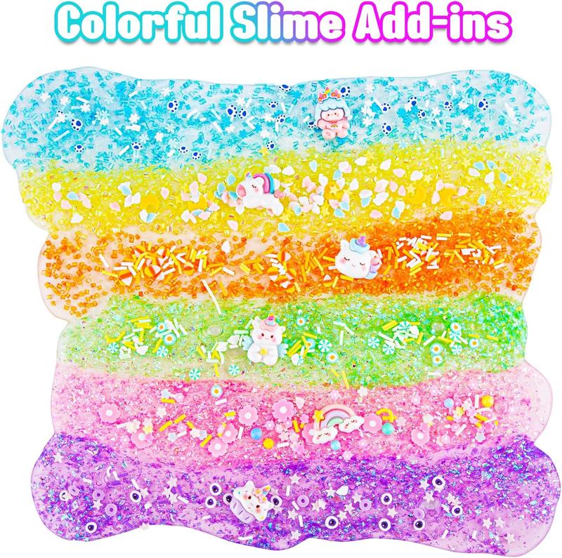 Crystal Clear Slime Kit for Kids, DIY Slime Making Kit with 36 Sets Add-ins, Rainbow Slime Bucket for Girls & Boys Ages 8-12, Slime Party Favors Birthday Easter Hallowmas Gift, 17 FL OZ Premade Slime