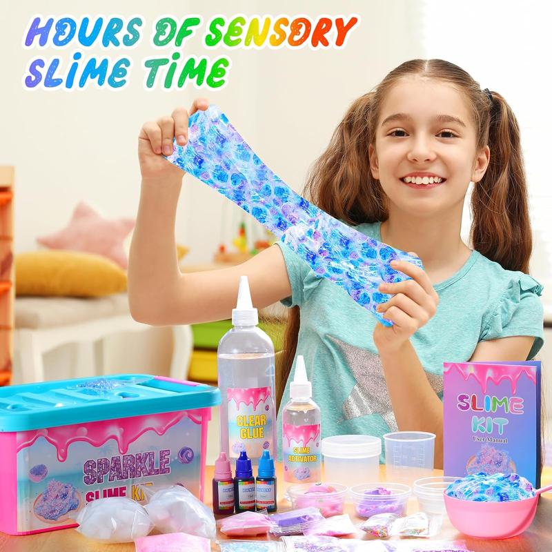 Christmas Slime Kit Confetti Slime, Glimmer Crunchy Slime, Foam Slime, Jelly Cubes Slime, Stress Relief Toys, Party Favors for Kids, for Girl Boys 6 7 8 9 10 11 12