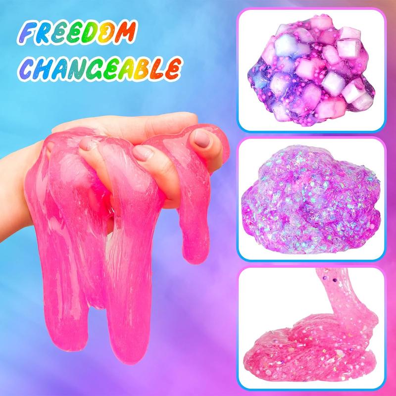 Christmas Slime Kit Confetti Slime, Glimmer Crunchy Slime, Foam Slime, Jelly Cubes Slime, Stress Relief Toys, Party Favors for Kids, for Girl Boys 6 7 8 9 10 11 12