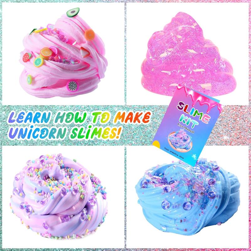 Christmas Slime Kit Confetti Slime, Glimmer Crunchy Slime, Foam Slime, Jelly Cubes Slime, Stress Relief Toys, Party Favors for Kids, for Girl Boys 6 7 8 9 10 11 12