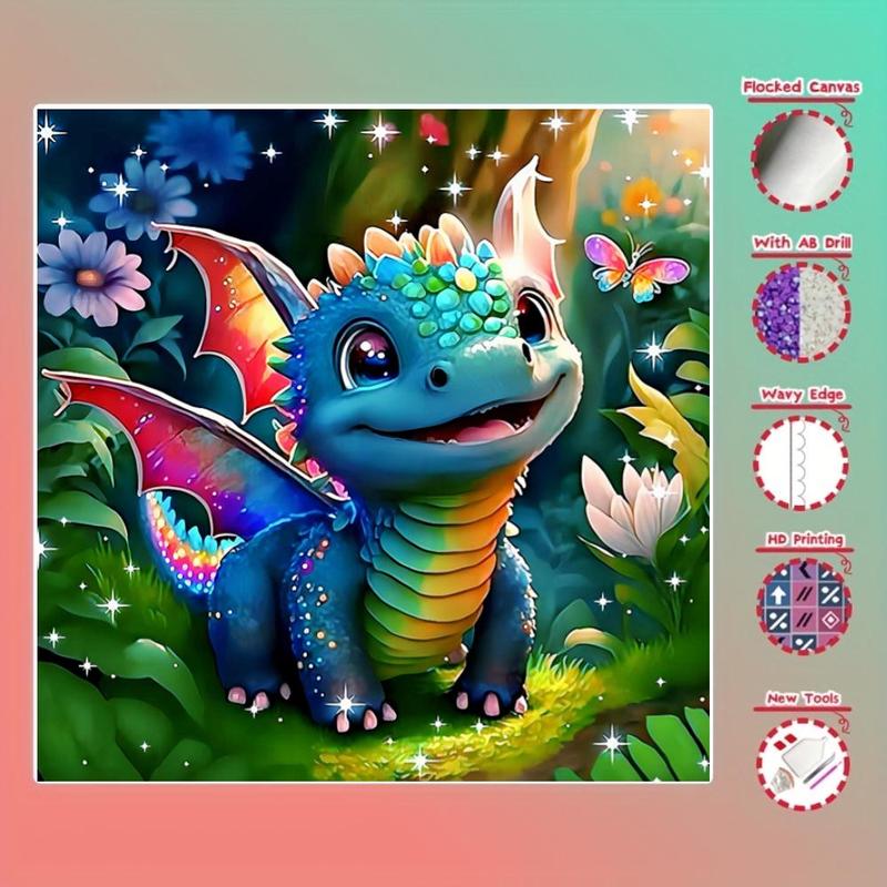 Cartoon Dinosaur Pattern DIY Diamond Painting Without Frame (1 Count), DIY Decorative Art Picture For Beginner, DIY Home Decor