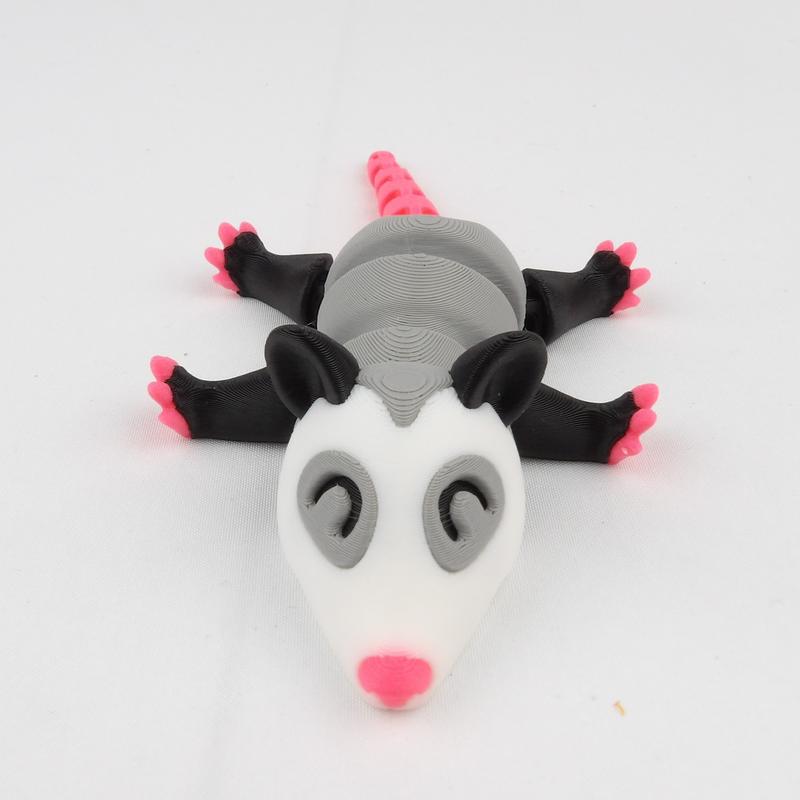 Colorful Articulated Opossum Desk Buddy - 3D Printed Fidget Toy for Stress Relief!