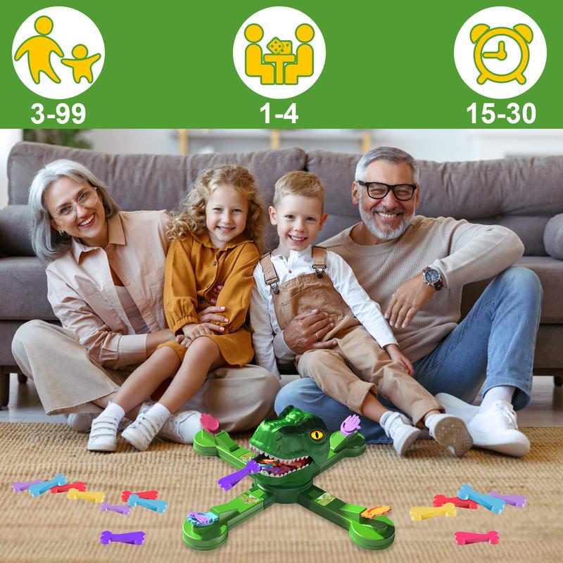 BABELONG Board Game by Dinosaur Feeding Game,Dinosaur Eat Bones Competitive Game,Party Family Outdoor Board Games for 1 to 4 Players, 15 Minute Game