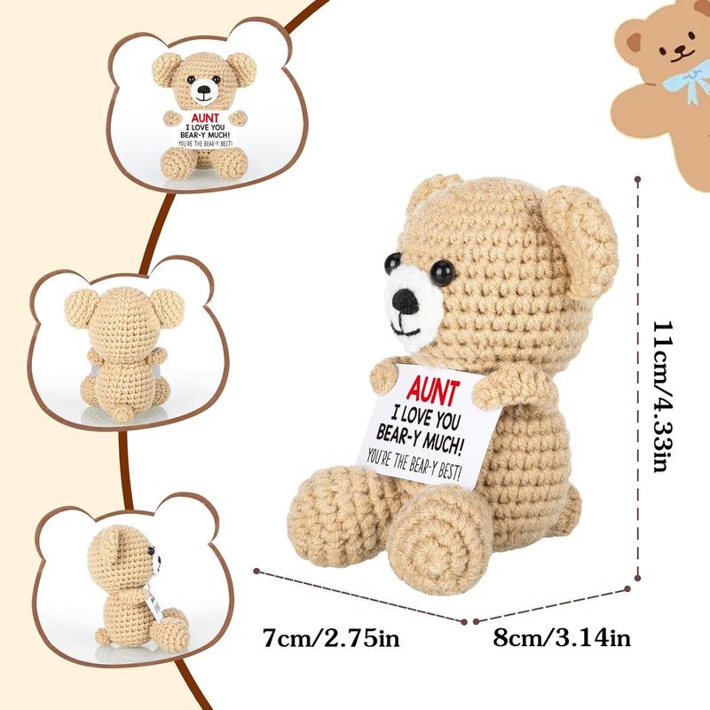 Bear Gifts for Aunt, Best Birthday Auntie Gift Idea for Aunts Aunty from Niece Nephew, I Love You Aunt Gifts Handmade Crochet Bear to My Aunt Thank You Gifts for Aunty