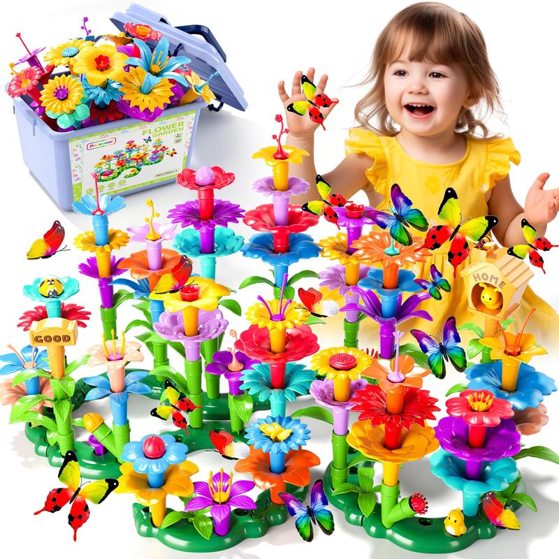 102Pcs,184Pcs ,238Pcs,Garden Building Toys, Upgraded DIY Building Stacking Toys, STEM Preschool Toys, Brain Development Puzzle Toys