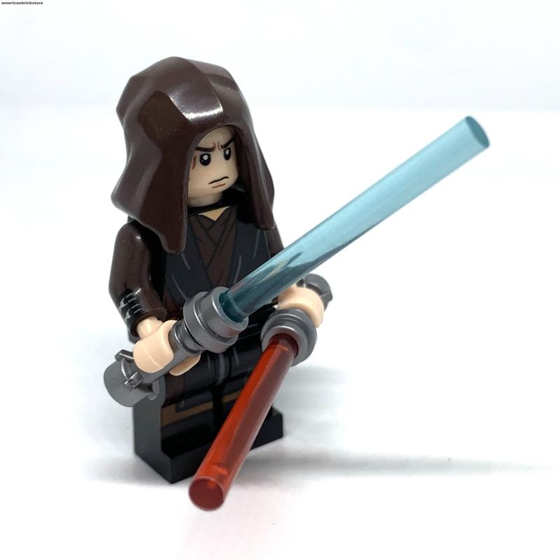 Anakin Skywalker vs Obiwan Kenobi Minifigures Star Clone Wars Jedi Mustafar Duel Blue Lightsabers