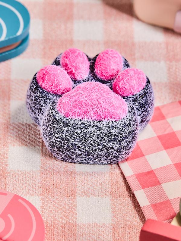 Tabasquishy Handmade Black-Fuchsia Kitten Paw Taba Squishy – Perfect Stress Relief Toy