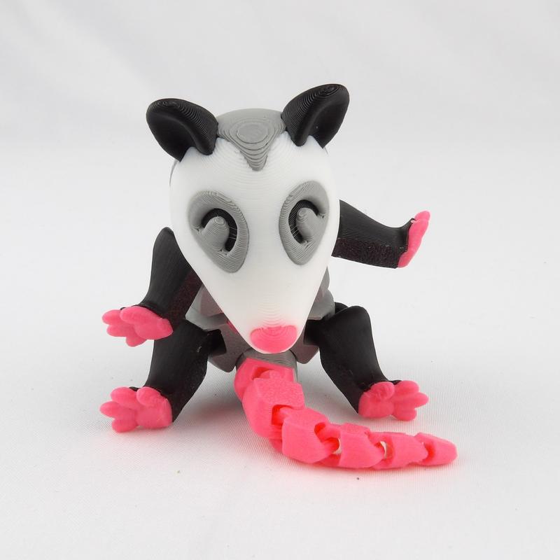 Colorful Articulated Opossum Desk Buddy - 3D Printed Fidget Toy for Stress Relief!