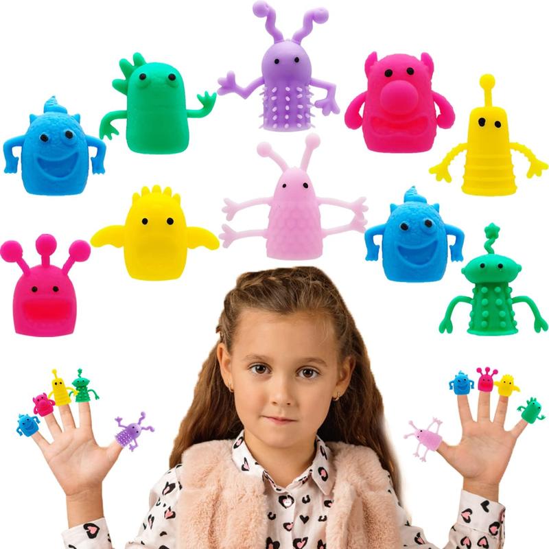 20 count Cute Finger Puppets Toys,Monster Stretchy Finger Puppets Fidget Toys,Soft Rubber Finger Doll Toys for Role Playing,Party,Christmas