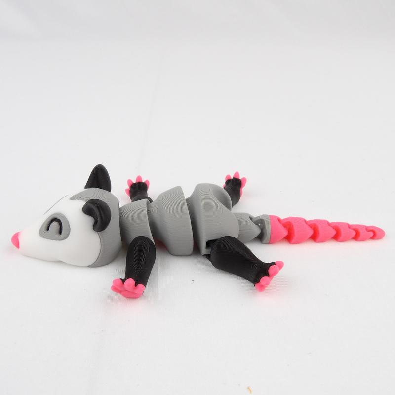 Colorful Articulated Opossum Desk Buddy - 3D Printed Fidget Toy for Stress Relief!