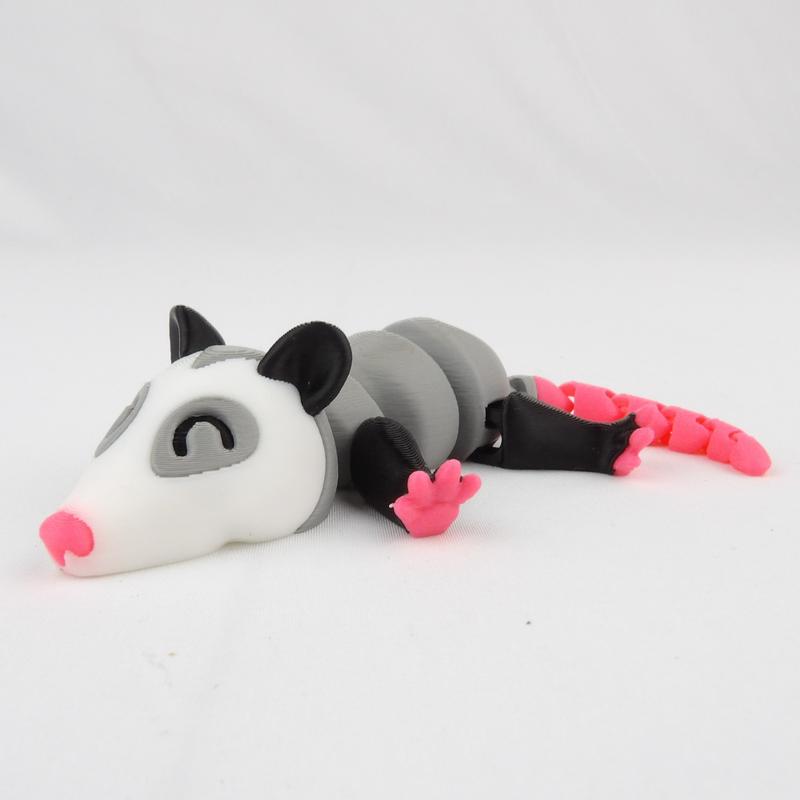 Colorful Articulated Opossum Desk Buddy - 3D Printed Fidget Toy for Stress Relief!