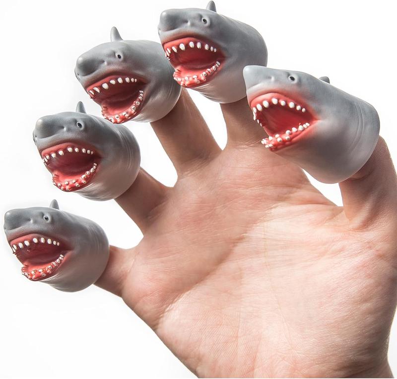 Shark Finger Puppet Set for Kids Party, Animals Puppet Show Theater Props, Novelty Gifts Weird Stuff Gifts, 5Pcs