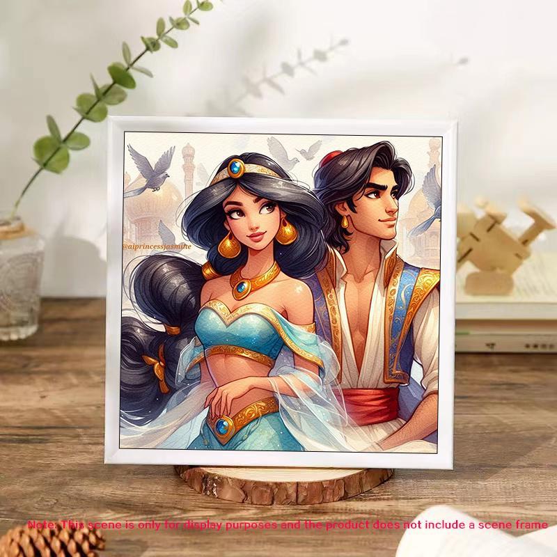 Disney Princess Jasmine Pattern DIY Diamond Art Colorful Painting Kit without Frame, 1 Set DIY 5D Diamond Arts Colorful Painting, Wall Art for Home Decor