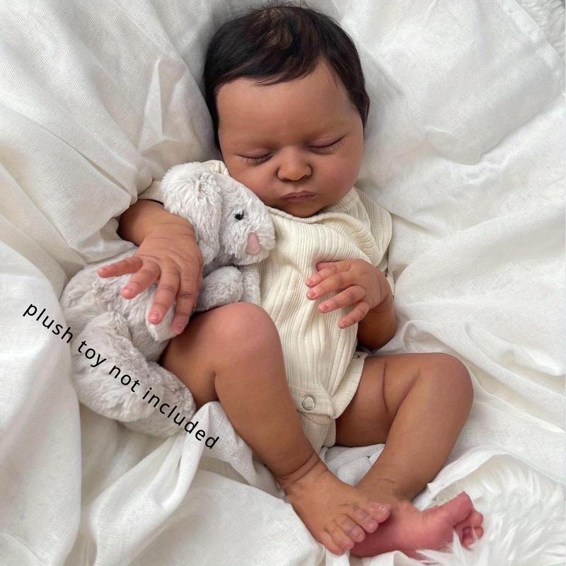 50cm Soft Vinyl Reborn Black Baby Doll - 20 Inch Lifelike Newborn Girl Toy with Cloth Body, Perfect Birthday Gift for Kids, Halloween, and Christmas