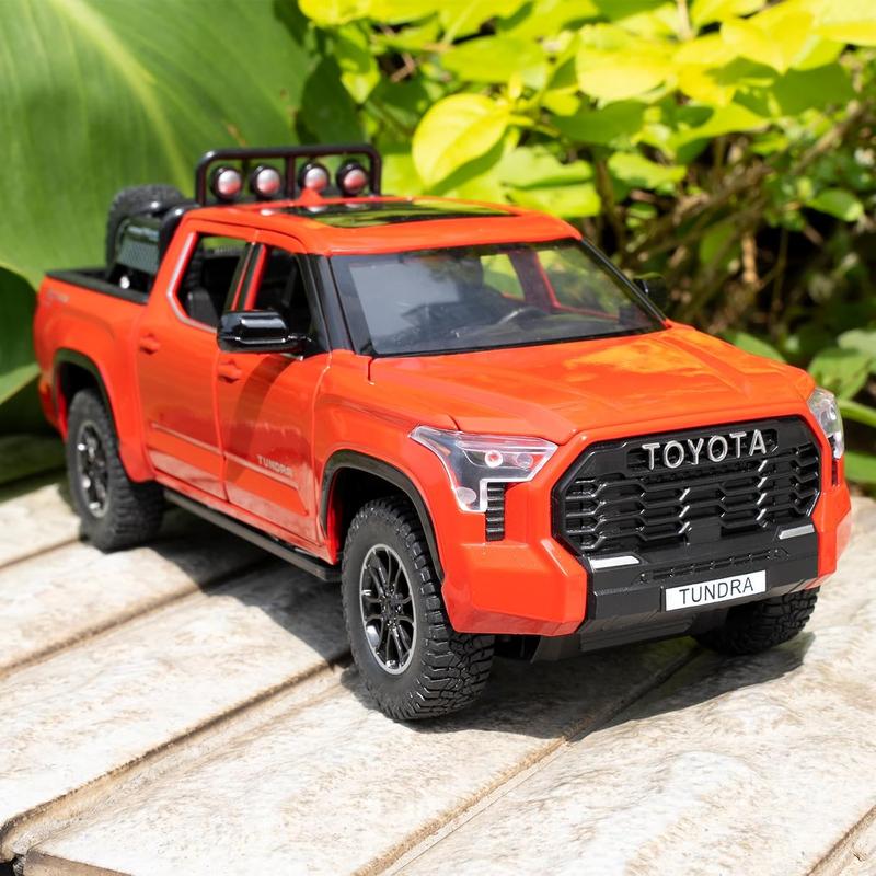 1:24 Tundra Off-Road Pickup Car Model, Pull Back Diecast Truck Toy with Sounds＆Lights for Kids Boys Girls and Adults, Gift Red