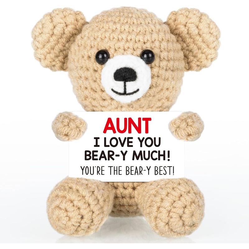 Bear Gifts for Aunt, Best Birthday Auntie Gift Idea for Aunts Aunty from Niece Nephew, I Love You Aunt Gifts Handmade Crochet Bear to My Aunt Thank You Gifts for Aunty