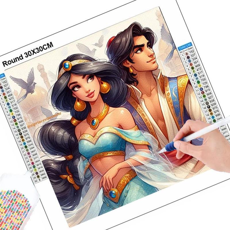 Disney Princess Jasmine Pattern DIY Diamond Art Colorful Painting Kit without Frame, 1 Set DIY 5D Diamond Arts Colorful Painting, Wall Art for Home Decor