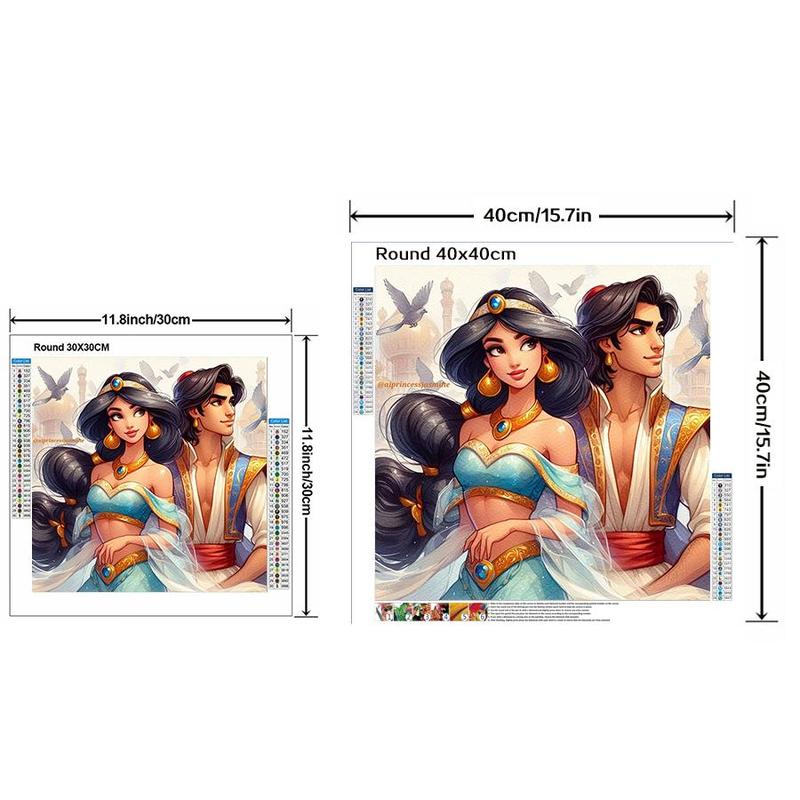 Disney Princess Jasmine Pattern DIY Diamond Art Colorful Painting Kit without Frame, 1 Set DIY 5D Diamond Arts Colorful Painting, Wall Art for Home Decor