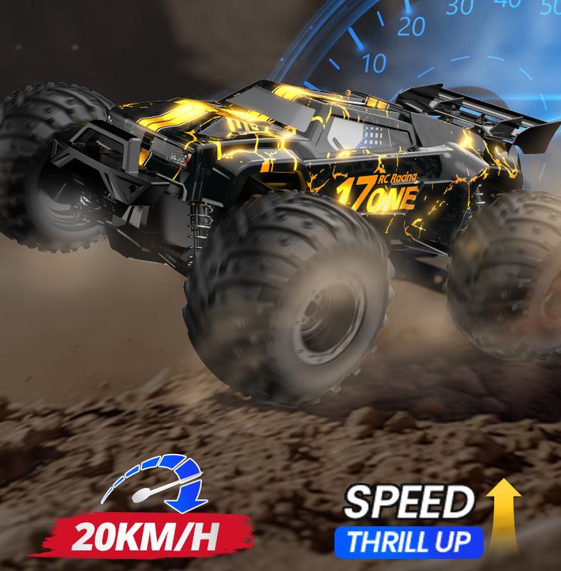 1:14 Remote Control Car, Hobby RC Trucks, Large High-Speed Remote Control Car 20 km h Glowing RC Cars, 2.4Ghz All Terrain Off-Road RC Monster Truck Toys for Boys Kids Age 4-7 8-12 Birthday Christmas Gift