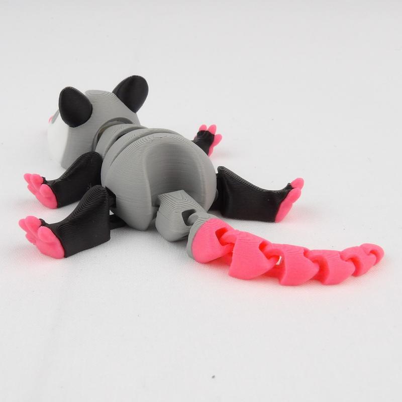 Colorful Articulated Opossum Desk Buddy - 3D Printed Fidget Toy for Stress Relief!