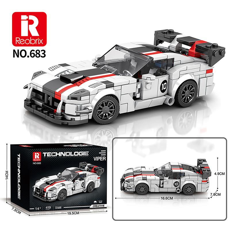 Reobrix Viper Supercar Building Set, Super Race Vehicles Building Toy Birthday Gifts for Kid Aged 6+. (419PCS)