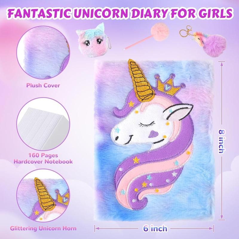 Unicorns Gifts For Girls 5 6 7 8 9 10+ Years Old, Kids Unicorn Toys With Light Up Plush Star Pillow  Diary  Headband  Eye Mask  Water Bottle, Soft Plush Toys Set For Teens Birthday Gifts Christmas