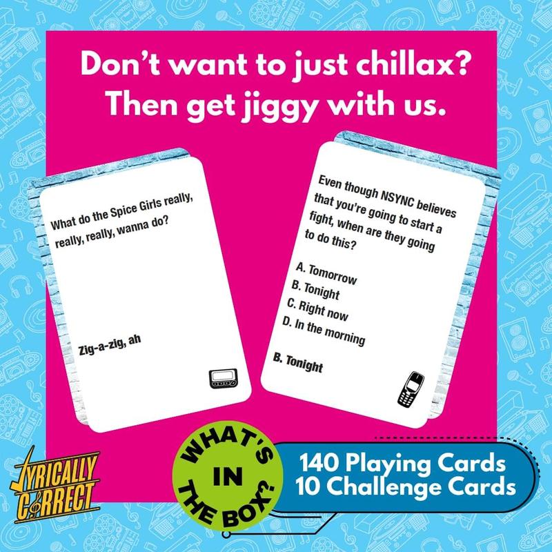 Lyrically Correct Music Trivia Card Game | Multi-Generational Family Gatherings, Adult Game Night and Fun Trivia (90's and 2000's Pop)