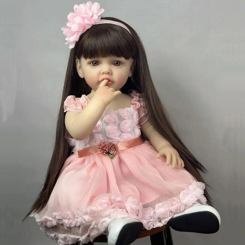 full body silicone doll,55cm Ultra-Realistic Soft Silicone Princess Doll - Cuddly, Hypoallergenic & Detailed - 22in Newborn Art Toy for Unforgettable Playtime - Perfect Christmas Gift dolly  pops full body