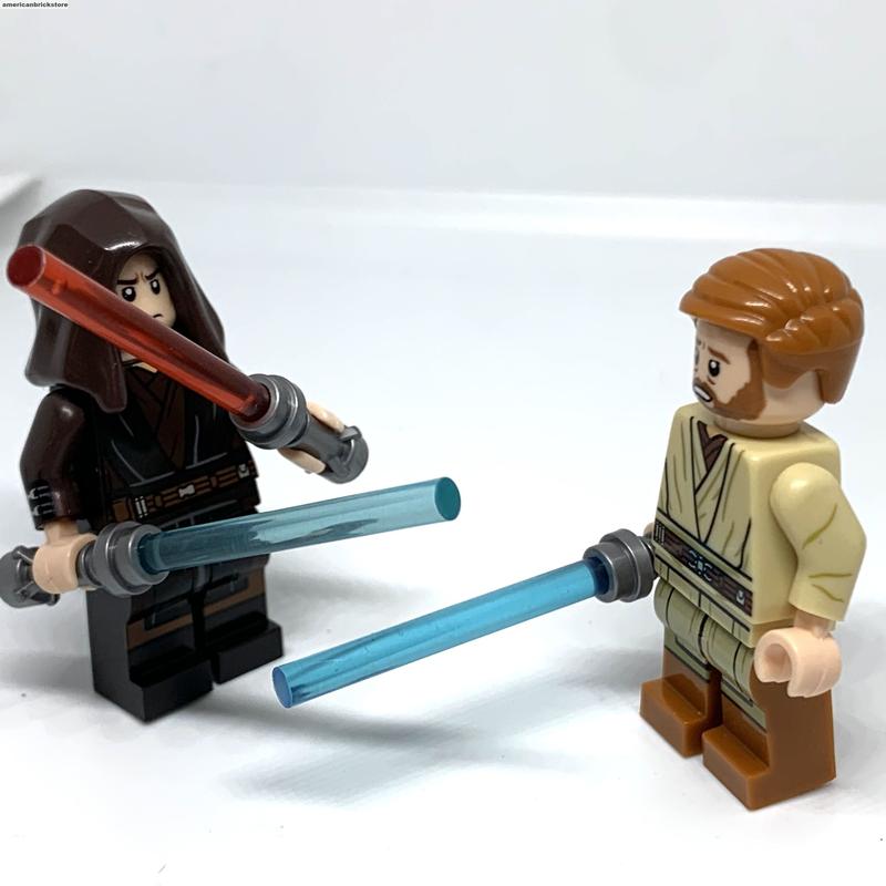 Anakin Skywalker vs Obiwan Kenobi Minifigures Star Clone Wars Jedi Mustafar Duel Blue Lightsabers