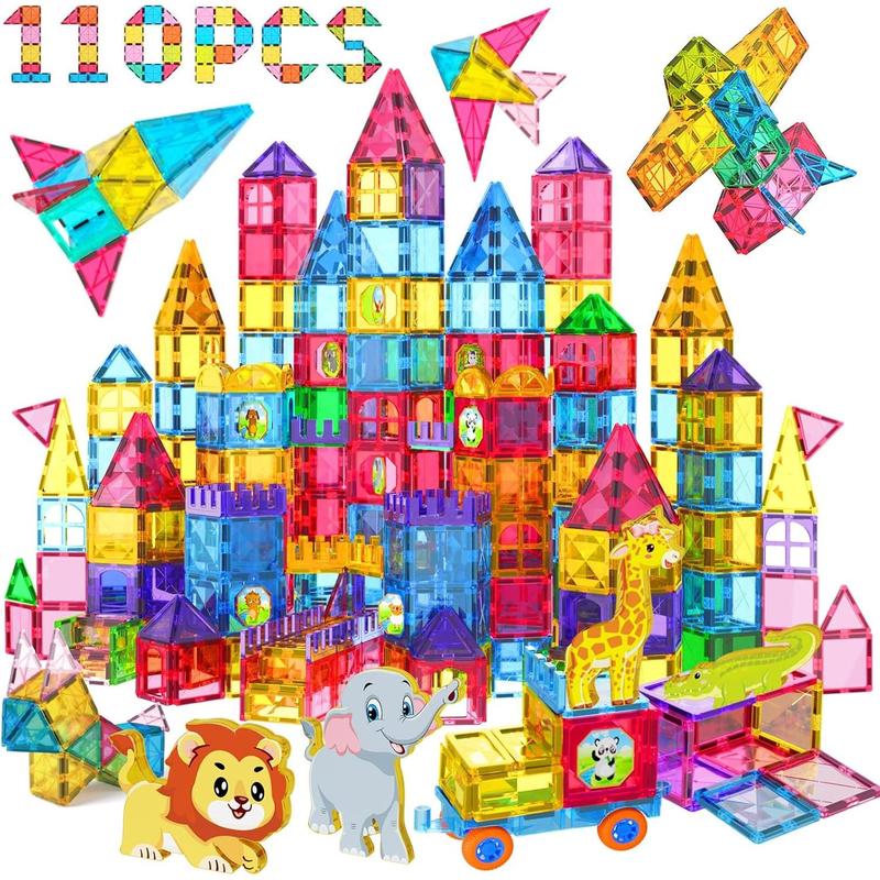 Magnetic Tiles Kids Magnetic Blocks Building Sets 3D Magnet Tile Building Blocks Toy Construction Educational STEM Toys Gifts for Toddlers Boys Girls 3 4 5 6 7 8 9 10 + Year Old