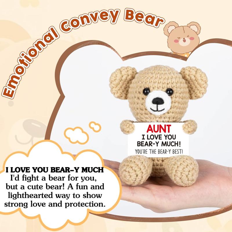 Bear Gifts for Aunt, Best Birthday Auntie Gift Idea for Aunts Aunty from Niece Nephew, I Love You Aunt Gifts Handmade Crochet Bear to My Aunt Thank You Gifts for Aunty