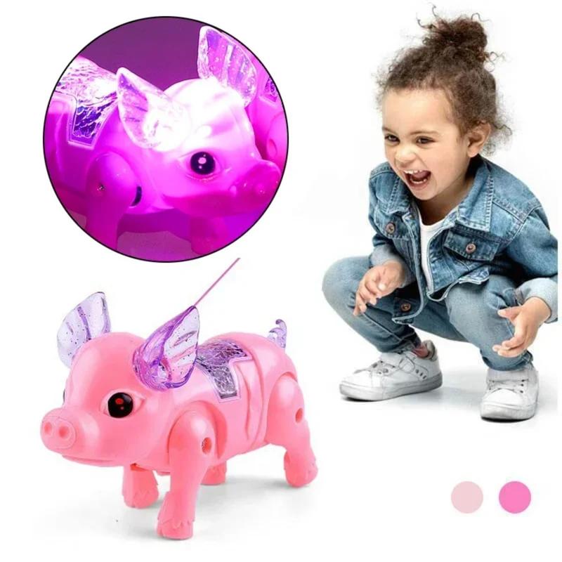 Cute Pink Electric Walking Pig with Light Music Children's Fun Toys