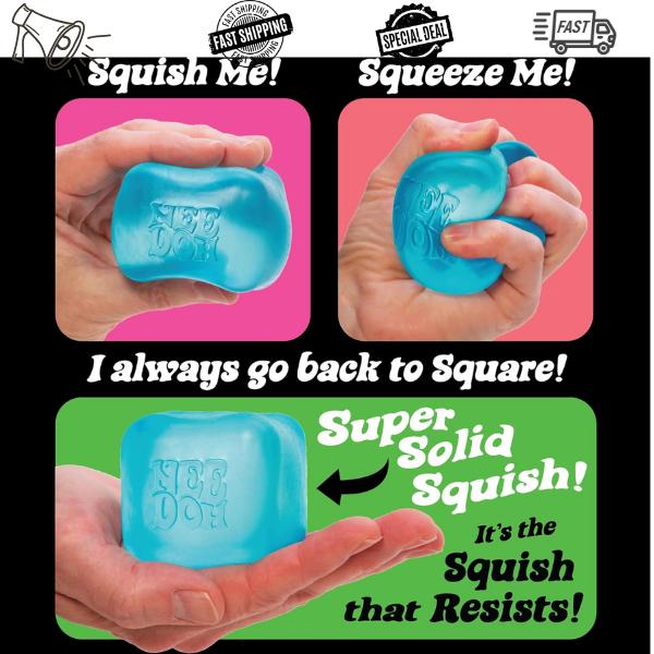 Schylling NeeDoh Nice Cube - Sensory Squeeze Toy with Super Solid Squish - Cube (Pack of 1)