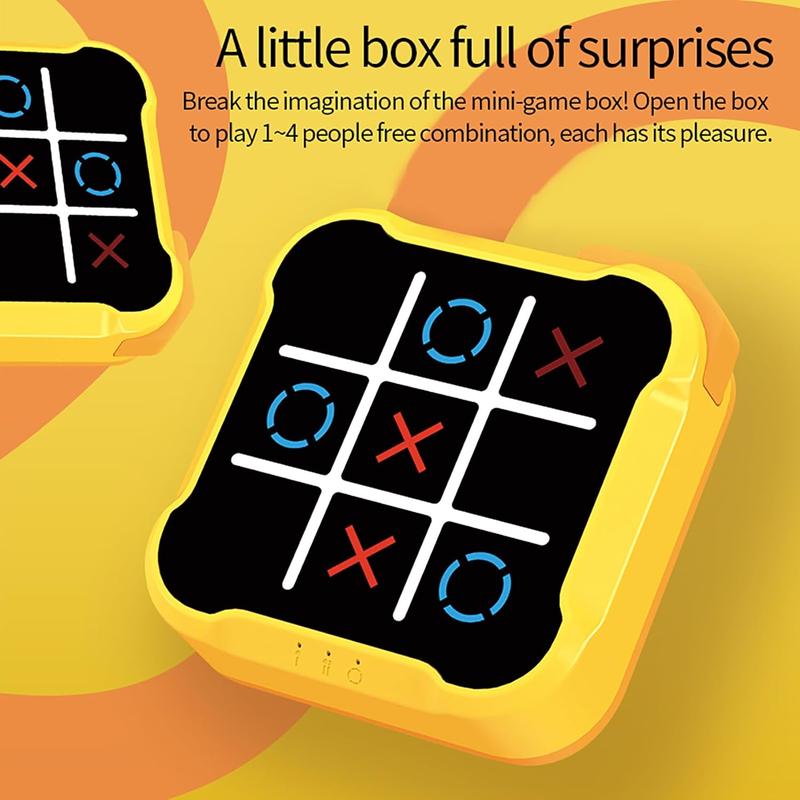 Tic Tac Toe Bolt Game,3-in-1 Handheld Puzzle Game Console,Portable Travel Games for Educational and Memory Growth, Toys Board Games for Kids and Adults,Birthday Gifts for All Ages (Yellow Orange)