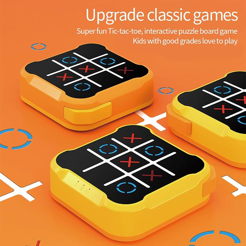 Tic Tac Toe Bolt Game,3-in-1 Handheld Puzzle Game Console,Portable Travel Games for Educational and Memory Growth, Toys Board Games for Kids and Adults,Birthday Gifts for All Ages (Yellow Orange)