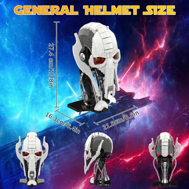 General Helmet Building Sets, Collection Space Wars Figures Model with Buildable Display Stand, Perfect for Christmas Toy Gift for Kids Adult Ages 6+ (710 PCS)