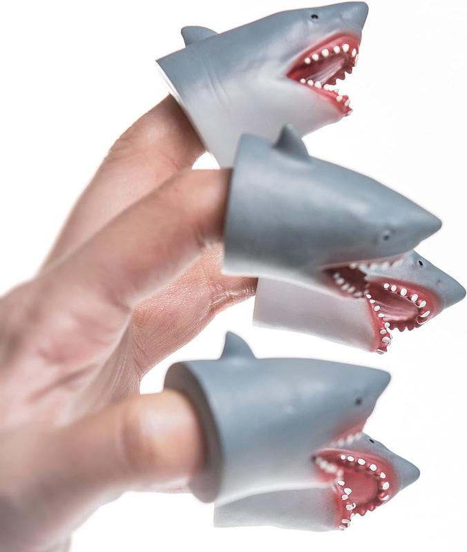 Shark Finger Puppet Set for Kids Party, Animals Puppet Show Theater Props, Novelty Gifts Weird Stuff Gifts, 5Pcs