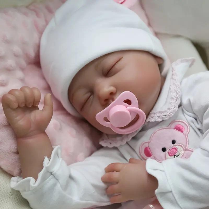 20 Inch Reborn Doll, 1 Set Handmade Simulated Newborn Doll with Pacifier, Milk Bottle, Diaper, Diaper Pad & Exquisite Gift Box, Birthday Gift