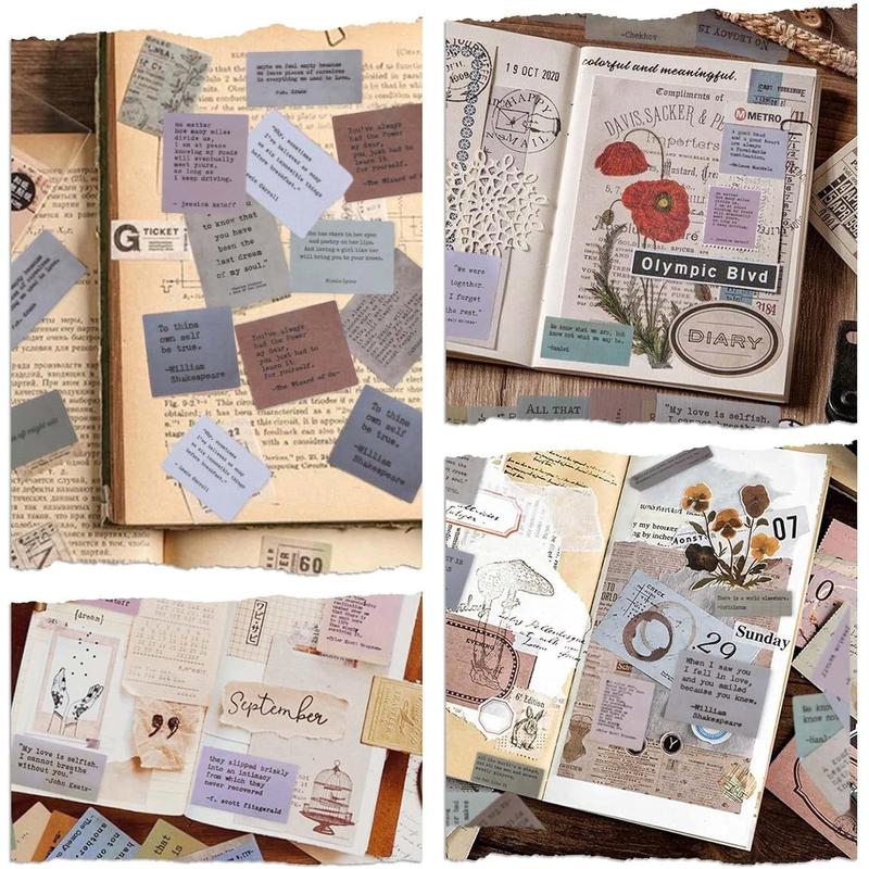 180 count Scrapbook Stickers, Quote Stickers for Journaling of 60 Different Quotes, Famous Words Scrapbook Stickers for Junk Journal Supplies, Vintage Stickers for Planner Enthusiasts