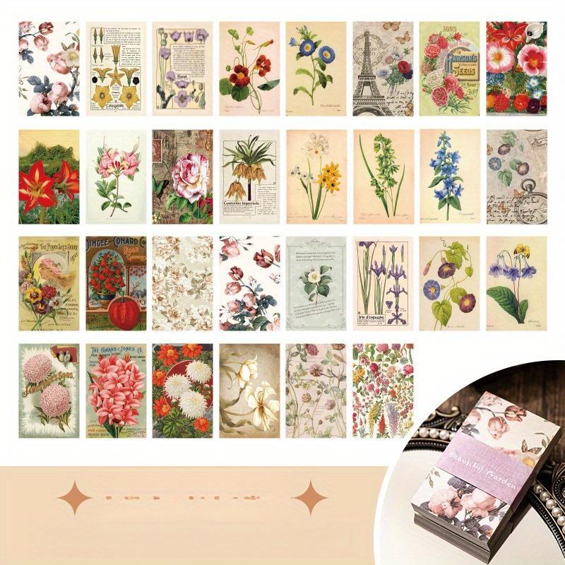 Vintage Flower & Plant Pattern Material Paper, 6 Books 360pcs Creative Decor Paper, Decorative Paper for Scrapbooking & Journal Making