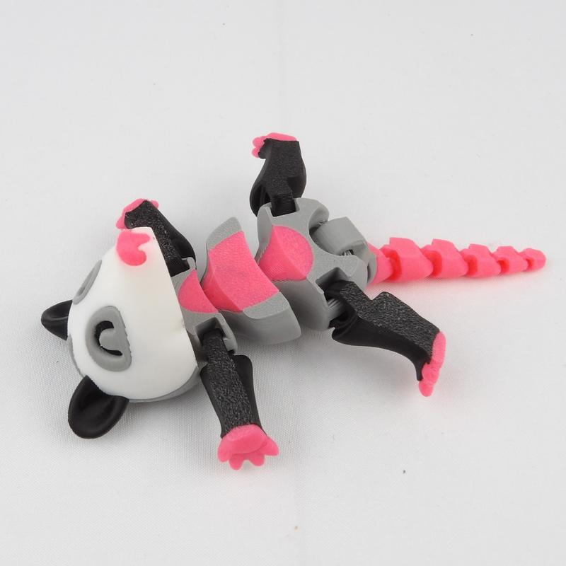 Colorful Articulated Opossum Desk Buddy - 3D Printed Fidget Toy for Stress Relief!