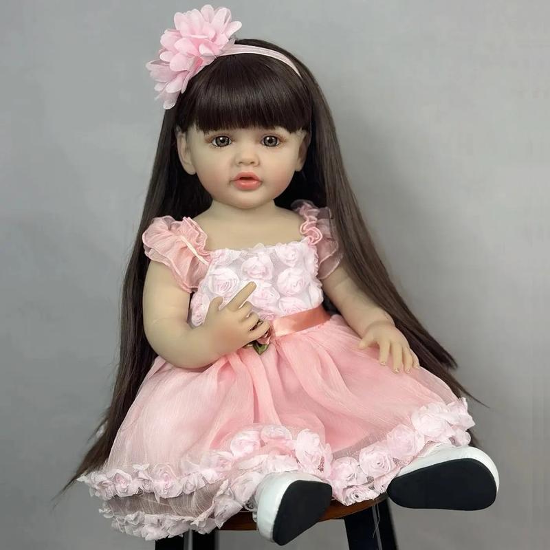 full body silicone doll,55cm Ultra-Realistic Soft Silicone Princess Doll - Cuddly, Hypoallergenic & Detailed - 22in Newborn Art Toy for Unforgettable Playtime - Perfect Christmas Gift dolly  pops full body