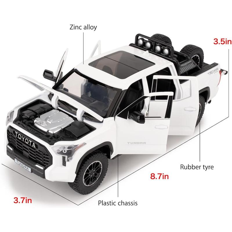 1:24 Tundra Off-Road Pickup Car Model, Pull Back Diecast Truck Toy with Sounds＆Lights for Kids Boys Girls and Adults, Gift Red