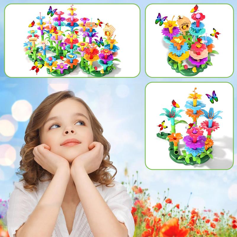 102Pcs,184Pcs ,238Pcs,Garden Building Toys, Upgraded DIY Building Stacking Toys, STEM Preschool Toys, Brain Development Puzzle Toys